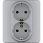 Розетка 2X2К+З немецкий стандарт 16 А 250 В~ INSPIRIA алюминий