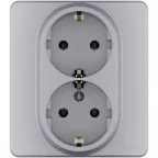 Розетка 2X2К+З немецкий стандарт 16 А 250 В~ INSPIRIA алюминий