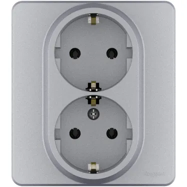 Розетка 2X2К+З немецкий стандарт 16 А 250 В~ INSPIRIA алюминий