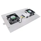 Панель вентиляторная с выключателем и термостатом 2 модуля серая