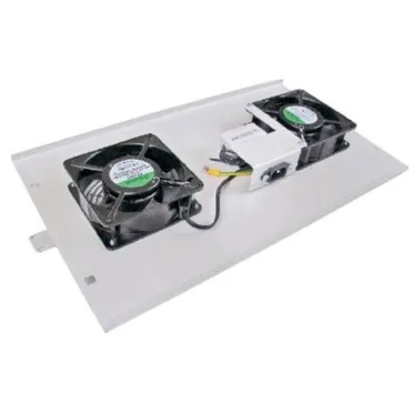 Панель вентиляторная с выключателем и термостатом 2 модуля серая