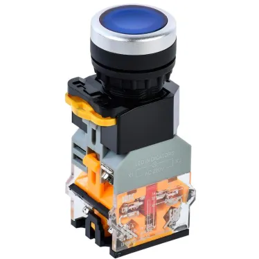 Кнопка D8-11D d-22мм 1з+1р с подсветкой синяя