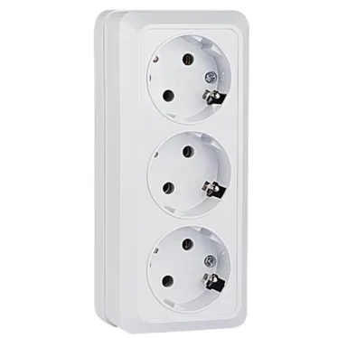 Розетка Рим 3-местная 16А с заземлением белая