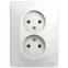 GLOSSA Розетка двойная без заземления в сборе белая
