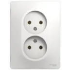 GLOSSA Розетка двойная без заземления в сборе белая