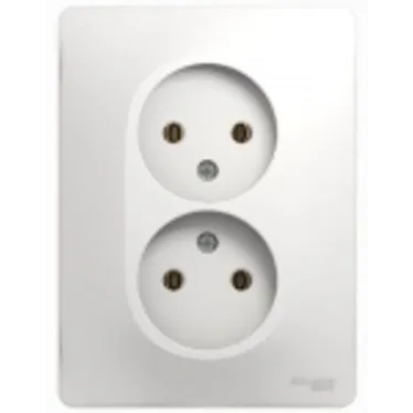 GLOSSA Розетка двойная без заземления в сборе белая