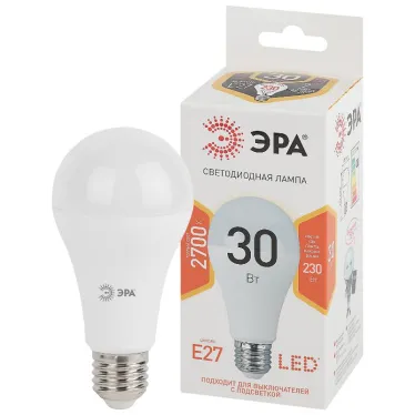Лампа светодиодная Е27 30Вт груша теплый белый свет STD LED A65-30W-827-E27 E27 / ЭРА