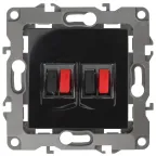 Розетка аудио двойная, Эра12, чёрный, 12-3112-06