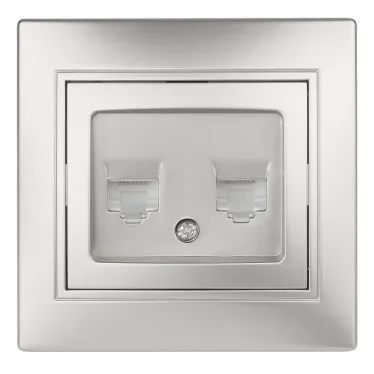 Розетка информационная 2xRJ45, СУ, Plano, алюминий 1-304-03 Intro