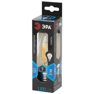 Лампа светодиодная филаментная F-LED B35-7W-840-E27 (филамент, свеча, 7Вт, нейтр, E27 (10/100/2800)