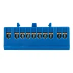 Шина 0 N (6х9мм) 10 отверстий латунь синий изолированный корпус на DIN-рейку PROxima