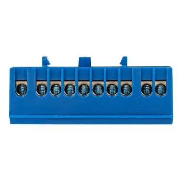 Шина 0 N (6х9мм) 10 отверстий латунь синий изолированный корпус на DIN-рейку PROxima