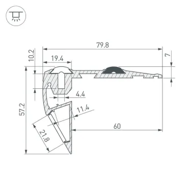 Профиль STEP-FRONT-2000 ANOD (ARL, Алюминий)