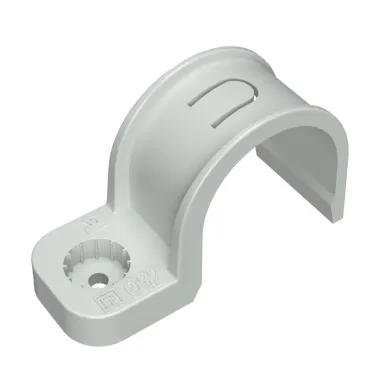 Крепеж-скоба пластиковая односторонняя для прямого монтажа серая в п/э d32 мм (5шт/300шт уп/кор)