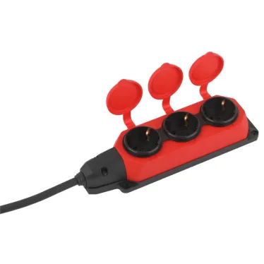 Удлинитель силовой UK-3e-3x1,5-40m-IP44(KG) с заземлением 3 розетки каучук 40м КГ 3х1,5мм2 IP44