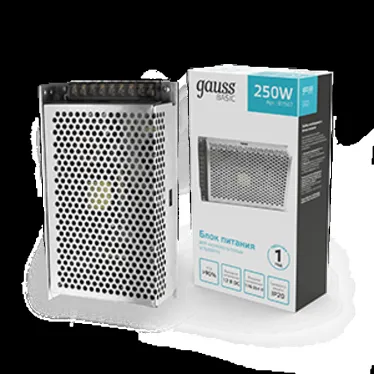 Блок питания для светодиодной ленты 250 Вт AC 176-264В Uвых 12В IP20 200х110х50мм Basic Gauss