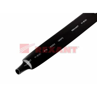 Термоусаживаемая трубка 18,0 9,0 мм, черная, упаковка 50 шт. по 1 м, REXANT