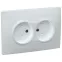 КВАРТА Розетка двойная без заземления сошторками 10А белый