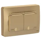 Розетка BLANCA скрытой установки IP44 двойная, с заземлением, со шторками, 16А, 250В, титан
