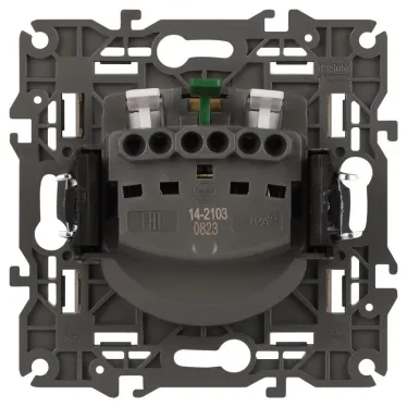 Розетка 2P+E Schuko со шторками с крышкой, 16А-250В, Эра Elegance, шампань, 14-2103-04