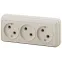 Розетка Intro Quadro 2-205-02 без заземления трехместная 3х2P, 16А-250В, IP20, ОУ, слоновая кость