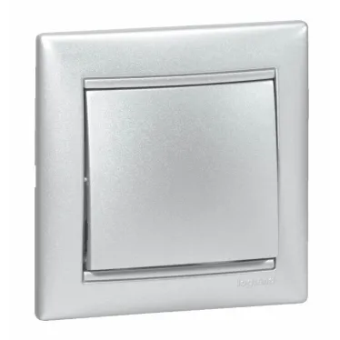 Выключатель одноклавишный, в рамку, алюминий