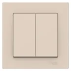 Выключатель двухклавишный ATLASDESIGN схема 5 10АХ в сборе бежевый