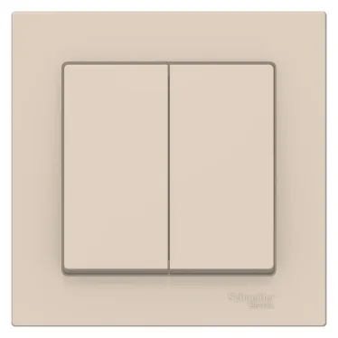 Выключатель двухклавишный ATLASDESIGN схема 5 10АХ в сборе бежевый