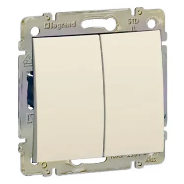 VALENA Выключатель двухклавишный в рамку слоновая кость