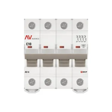 Выключатель автоматический AV-6 4P 10A (C) 6kA AVERES