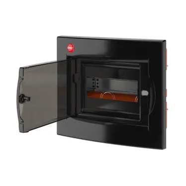 Щит встраиваемый с дверцей 8 модулей IP41 черный с клеммным блоком 63А