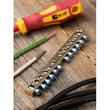 Шина нулевая с заземлением 63.12 латунь