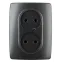 Розетка 2X2P, 16A-250В, Эра12, антрацит, 12-2107-05