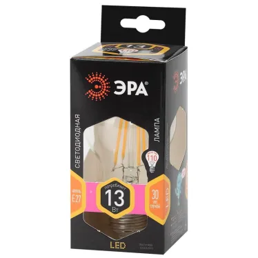 Лампа светодиодная F-LED A60-13W-827-E27 (филамент, груша, 13Вт, тепл., Е27) (10/100/1500)