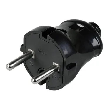 Вилка штепсельная черная 6А