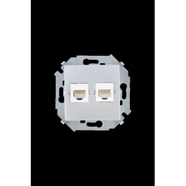 Розетка компьютерная двойная RJ45 кат.5е, алюминий