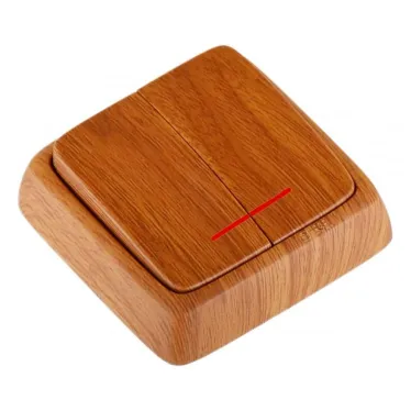 Выключатель двухклавишный наружный с изоляционной пластиной с индикацией дуб 10А