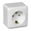 ЭТЮД Розетка наружная с заземлением без шторок белая