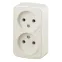 Розетка 2х2P, 16A-250В, ОУ, Polo, сл.кость, 3-203-02