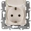 Розетка 2P+E Schuko со шторками с крышкой, 16A-250В, Эра12, слоновая кость, 12-2103-02