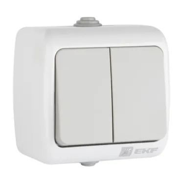 Выключатель Мурманск 2-клавишный 10А IP54 серый