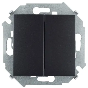 Переключатель проходной двухклавишный 16AX 250В графит S15