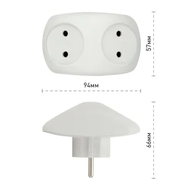 Разветвитель электрический SPx-2-W на 2 розетки без заземления 10А белый