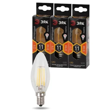Лампа светодиодная F-LED B35-11w-827-E14 (филамент, свеча, 11Вт, тепл, E14) (10/100/5000)