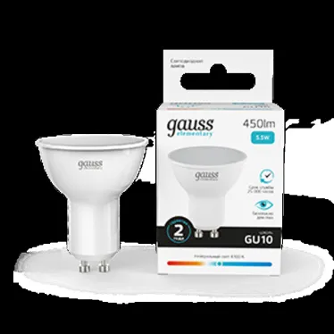 Лампа светодиодная LED 5.5 Вт 450 лм 4100К софит MR16 нейтральный GU10 AC 220В Elementary Gauss