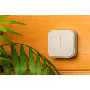 Quteo Выключатель двухклавишный наружный бежевый 10А