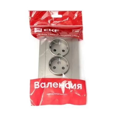 Валенсия лицевая панель розетки 2-местной с/з 16А кашемир с защ. штор.