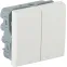 Выключатель модульный двухклавишный 45х45мм белый