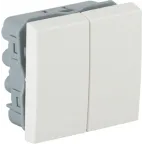 Выключатель модульный двухклавишный 45х45мм белый