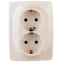 Розетка 2X2P+E Schuko, 16A-250В, винт, Эра12, слоновая кость, 12-2116-02